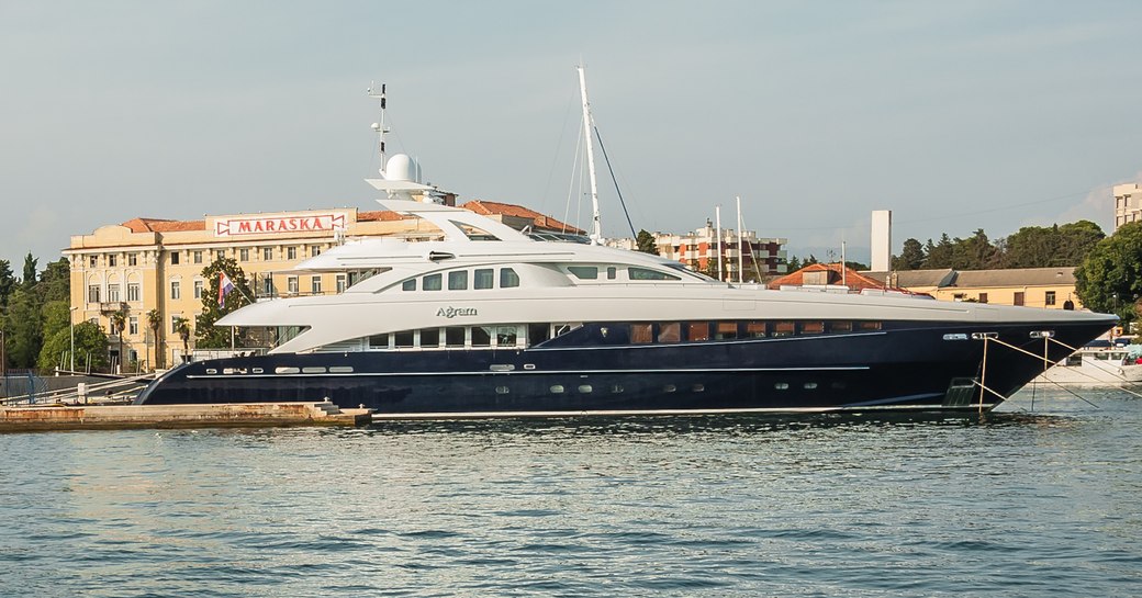 A superyacht berthed in Zadar Cruise Port