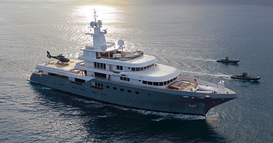 expedition yacht 'Planet Nine' underway on a Mediterranean yacht charter