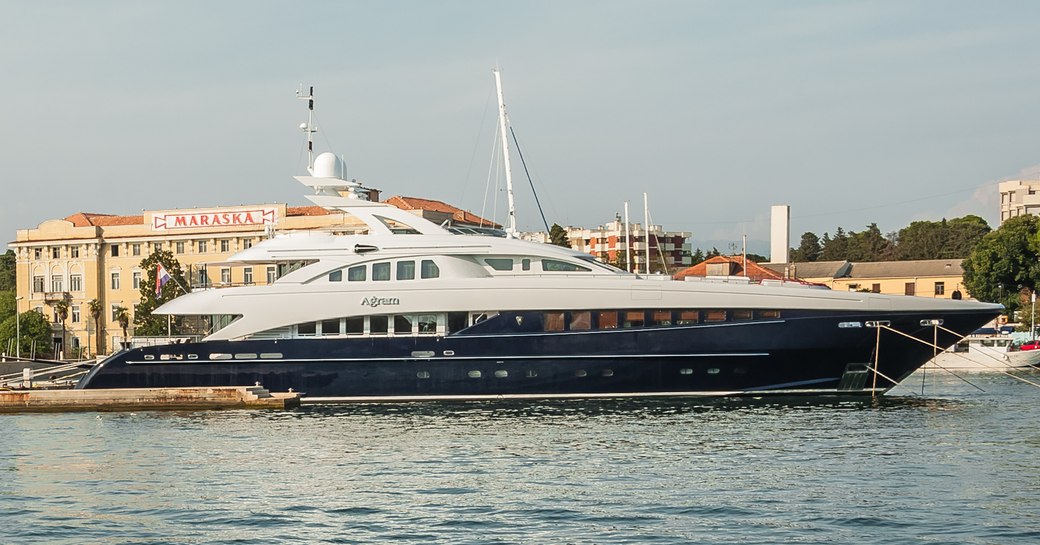 A superyacht berthed in Zadar Cruise Port