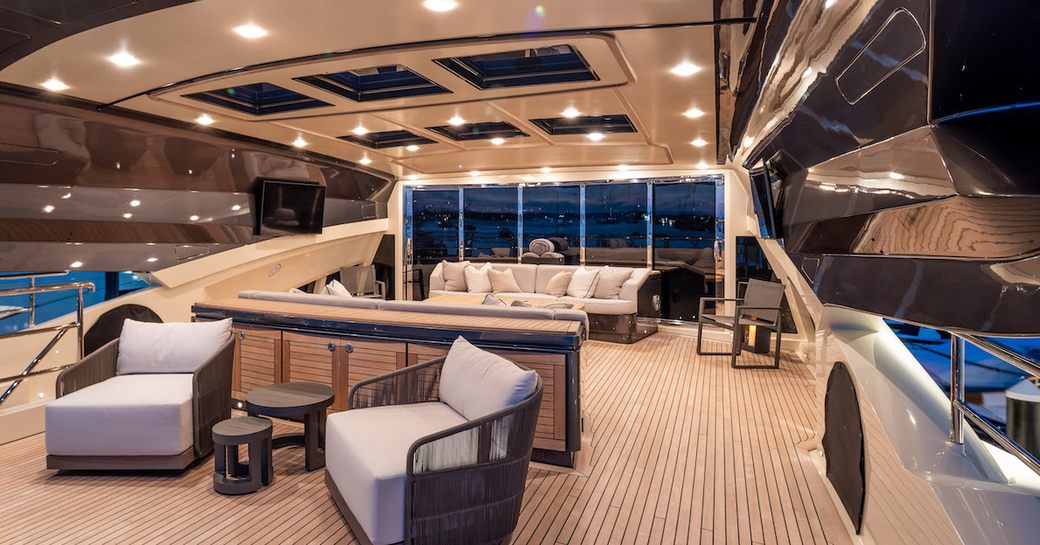 beautiful deck space onboard charter yacht STEALTH