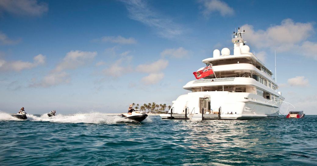 luxury yacht Lady E anchors as water toys take to the waters