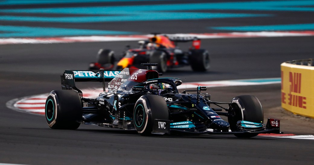 Formula One racers in action at Yas Marina