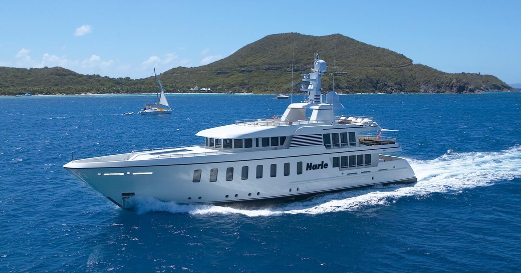 superyacht HARLE underway on a Caribbean yacht charter