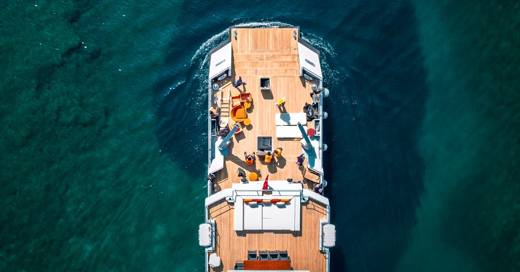 Charter yacht CARMEN aerial view