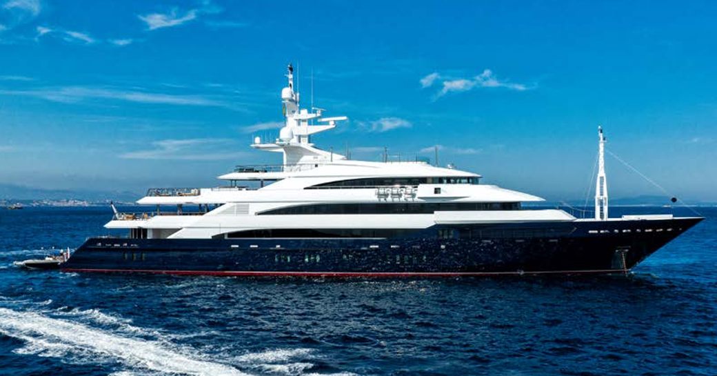 Charter yacht AALTO at sea with a tender in the foreground