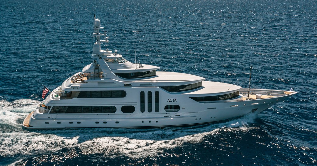 Superyacht charter ACTA underway, surrounded by sea
