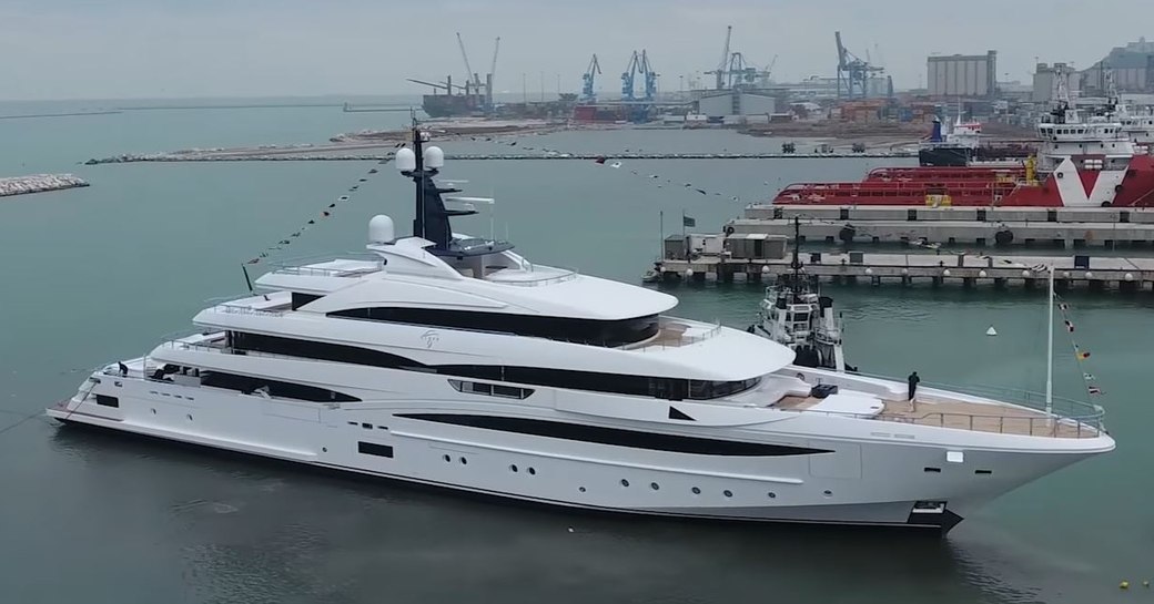 Luxury yacht 'Cloud 9' during her launch