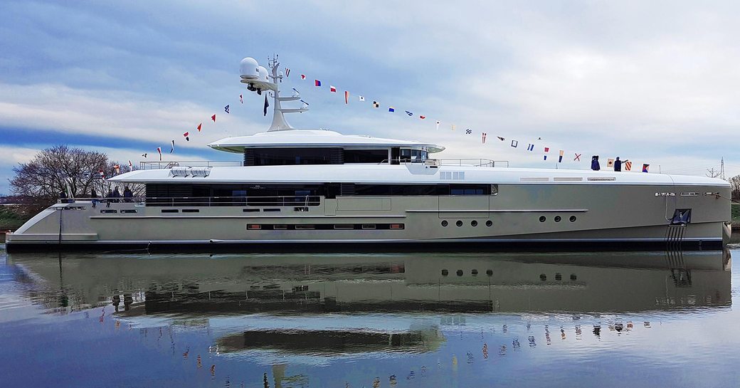 superyacht ‘Endeavour II’, at her launch in early 2017, will appear at the Monaco Yacht Show 2017