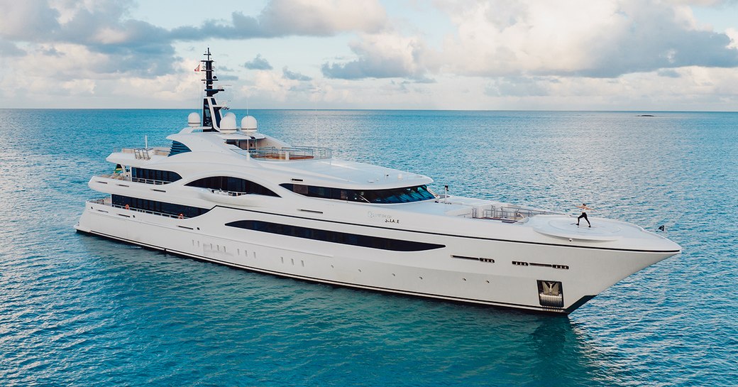 Charter yacht QUANTUM OF SOLACE at anchor