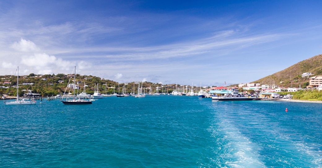 Sea-level view of coastline surrounding US Virgin Islands
