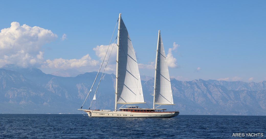 Yacht rental SIMENA at sea with sails up