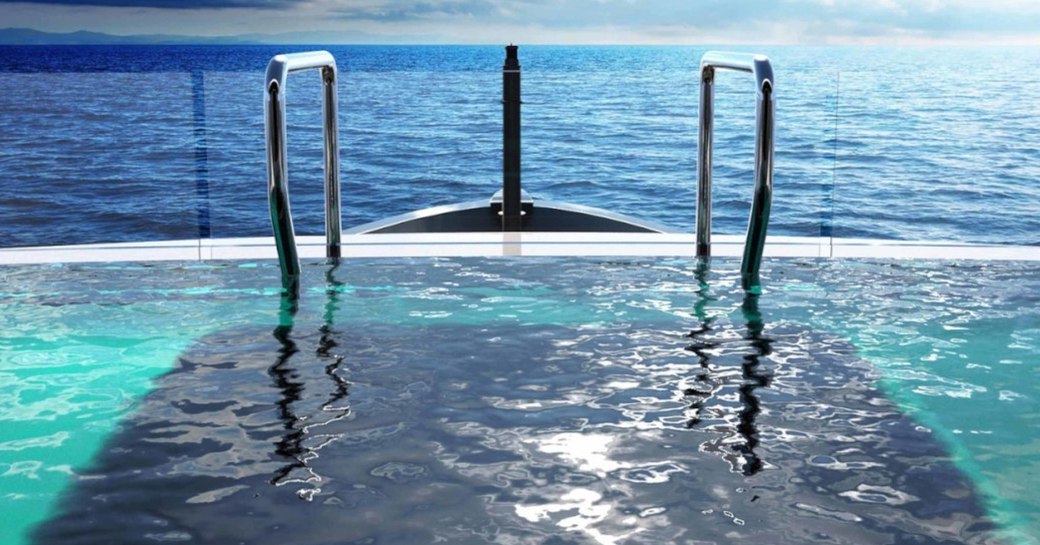 infinity pool on aft deck of luxury yacht SOLO