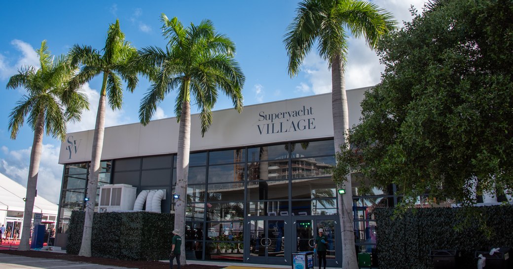 Overview of the entrance to the Superyacht Village at the Fort Lauderdale International Boat Show