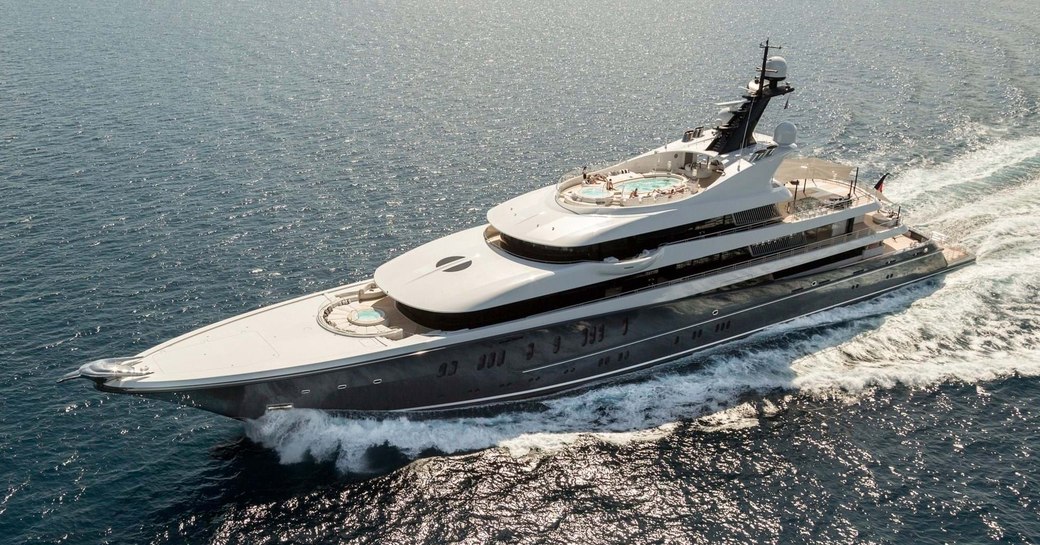 Lurssen superyacht PHOENIX 2 underway, surrounded by sea