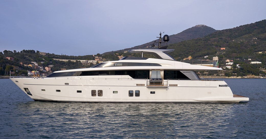 superyacht Dinaia anchors on a Greece yacht charter