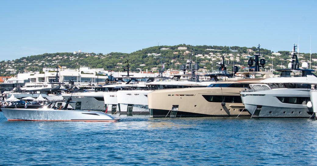 Superyachts berthed at Vieux Port