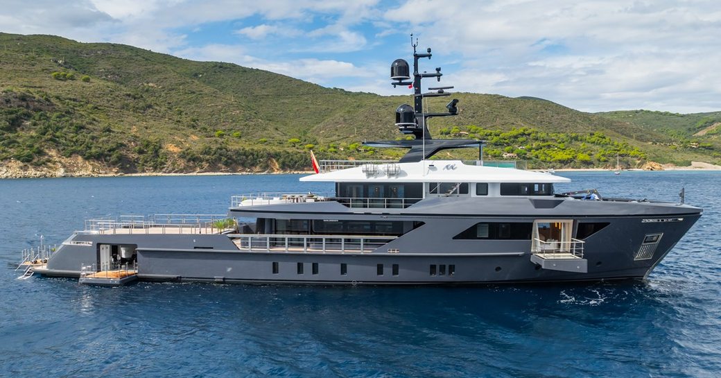 Charter yacht M at anchor