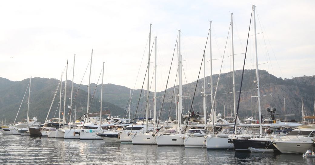 Sailing yacht charters berthed in Gocek D-Marin harbor