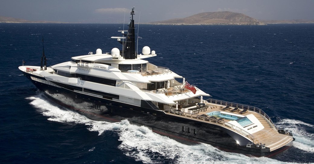 superyacht Alfa Nero cruising on charter in the Mediterranean