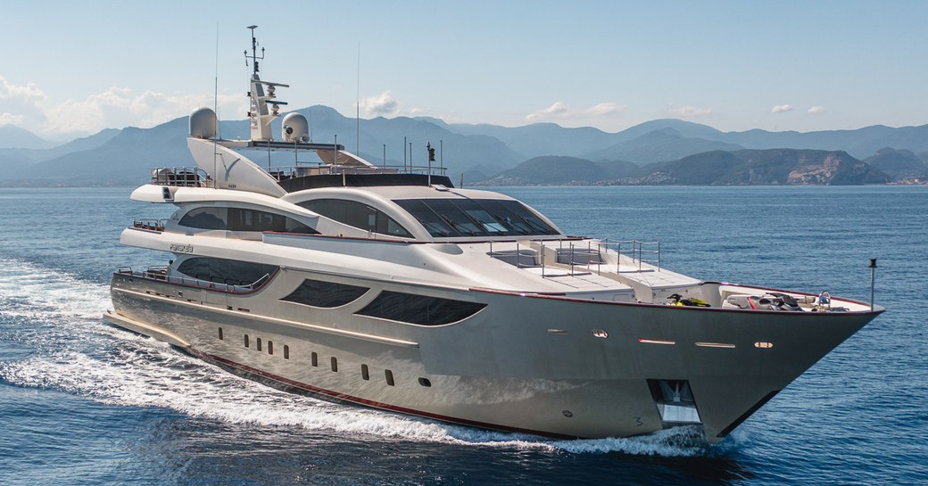 Charter yacht PANAKEIA underway at sea