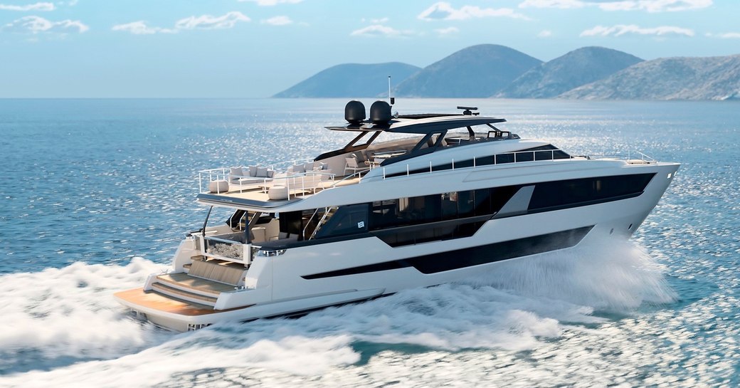 Ferretti superyacht EPIC moving at speed on water