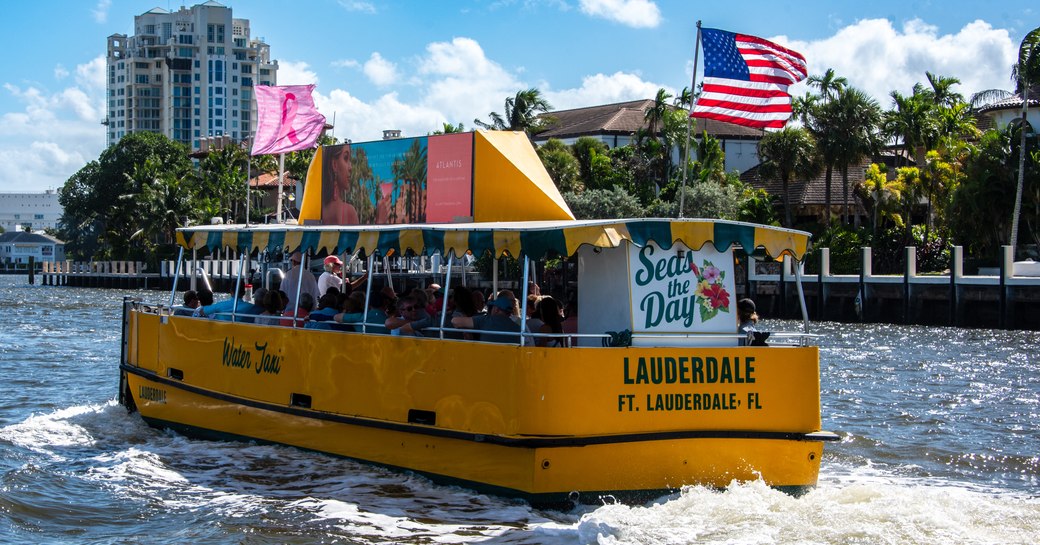 A water taxi underway at the Fort Lauderdale International Boat Show