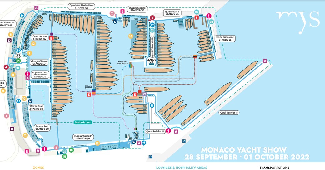 Monaco Yacht Show 2022 map