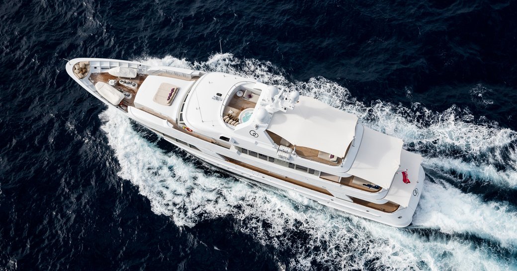 superyacht GO underway on a luxury yacht charter in the Mediterranean