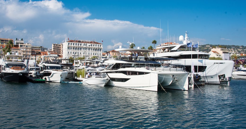 Superyacht charters berthed at the Cannes Yachting Festival