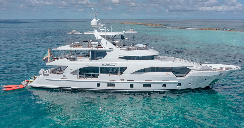 Charter yacht Cool Breeze at anchor surrounded by sea