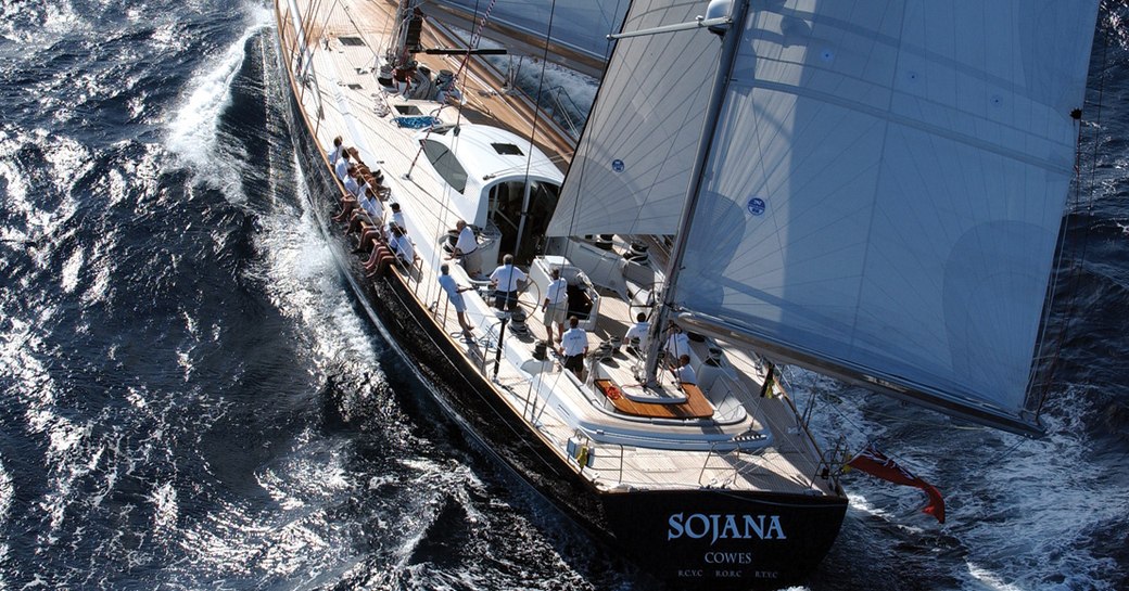 sailing yacht SOJANA cuts through the water