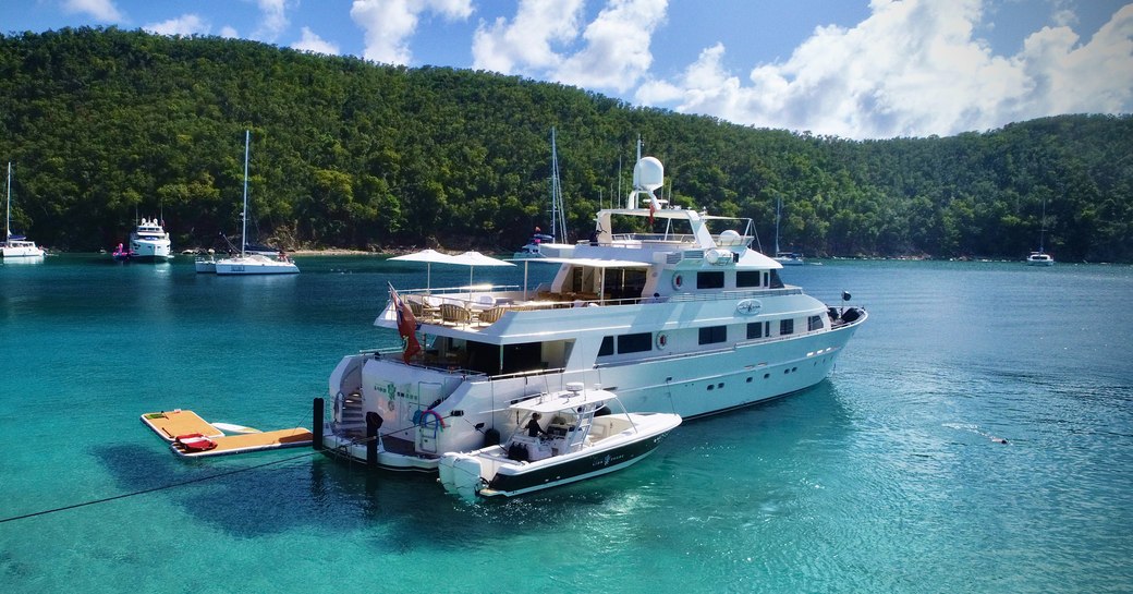 Aft deck of motor yacht LIONSHARE