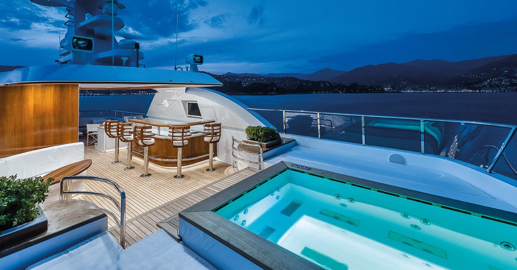 Expansive sundeck onboard luxury charter yacht