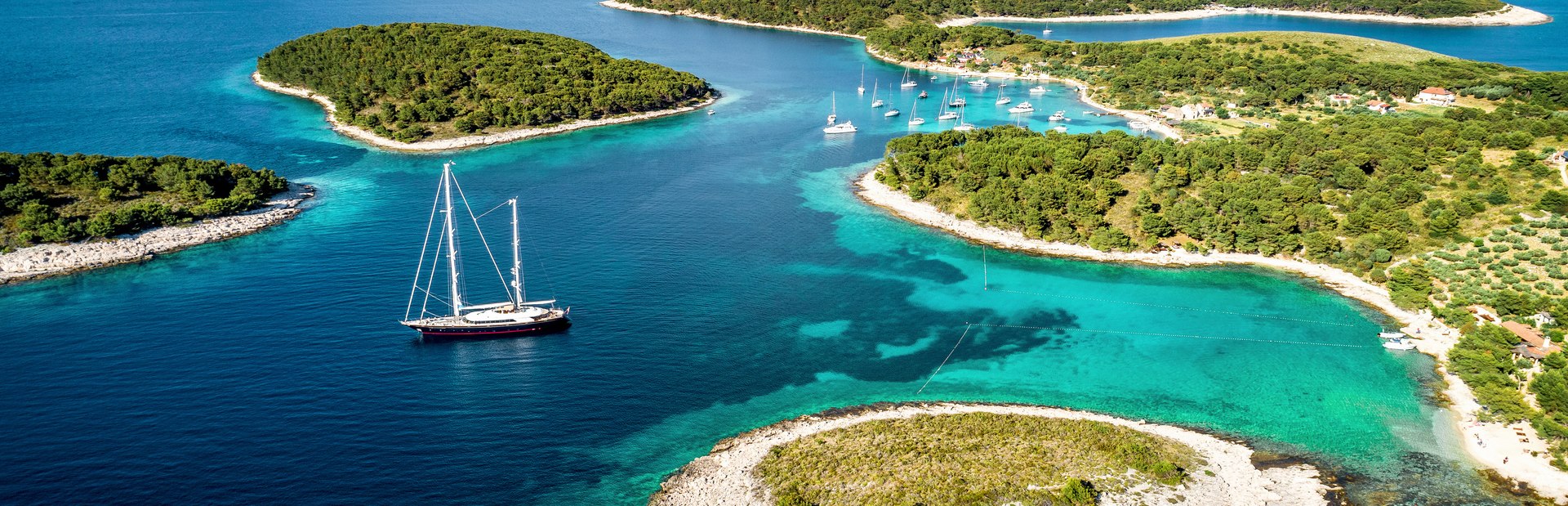 Saling yacht anchored in Croatia's Dalmation islands