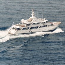 White Knight Yacht Running Shot - Aerial