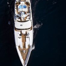 FAM Yacht Running Shot - Front Aerial View