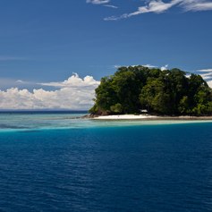 Isolated coral island in Solomon Islands