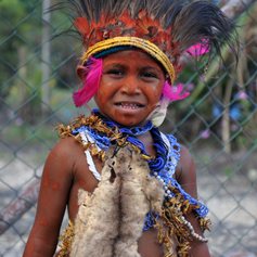 Little boy in traditional Papua New Guinean outfit