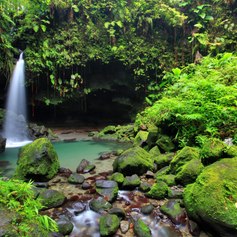 Unearthly beautiful natural waterfall in Dominica