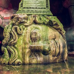 Medusa’s Head Statue in Istanbul’s Basilica Cistern