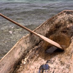 Primitive, home made dugout canoe 