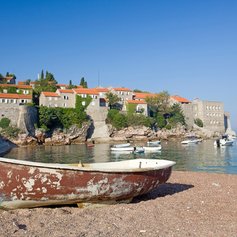Old Fishing Boat on the beach of Sveti Stefan
