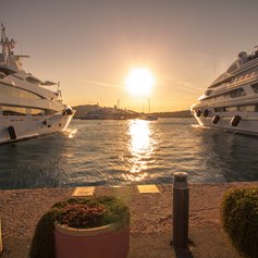 Witness stunning sunsets in the marina