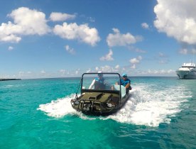Go-anywhere with an amphibious ATV when you charter superyacht MIRAGGIO