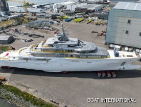 111m Oceanco Megayacht Project Y722 leaves shed for first time