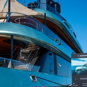 Close up view of charter yacht KENSHO at the Monaco Yacht Show