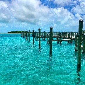 Docks set in turquoise water 
