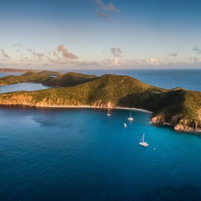 Aerial view of islands in the Virgin Islands