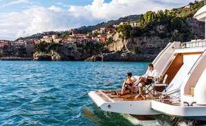 Save 20% on a Mediterranean yacht charter aboard new 108ft Ferretti motor yacht