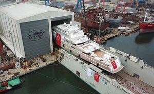 85m explorer yacht VICTORIOUS finally hits the water